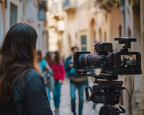 Imagen del rodaje de un cortometraje